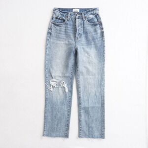 Pistola Womens Sz 26 Cassie Light Wash Super High Rise Straight Distressed Jeans